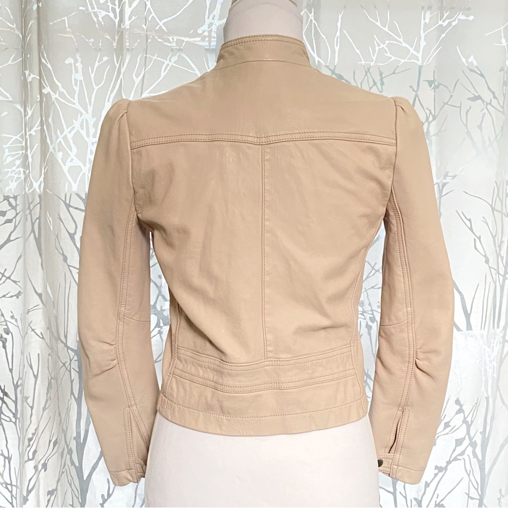 Rebecca Taylor garment washed nude pink zipper zip up moto leather jacket - Picture 8 of 15
